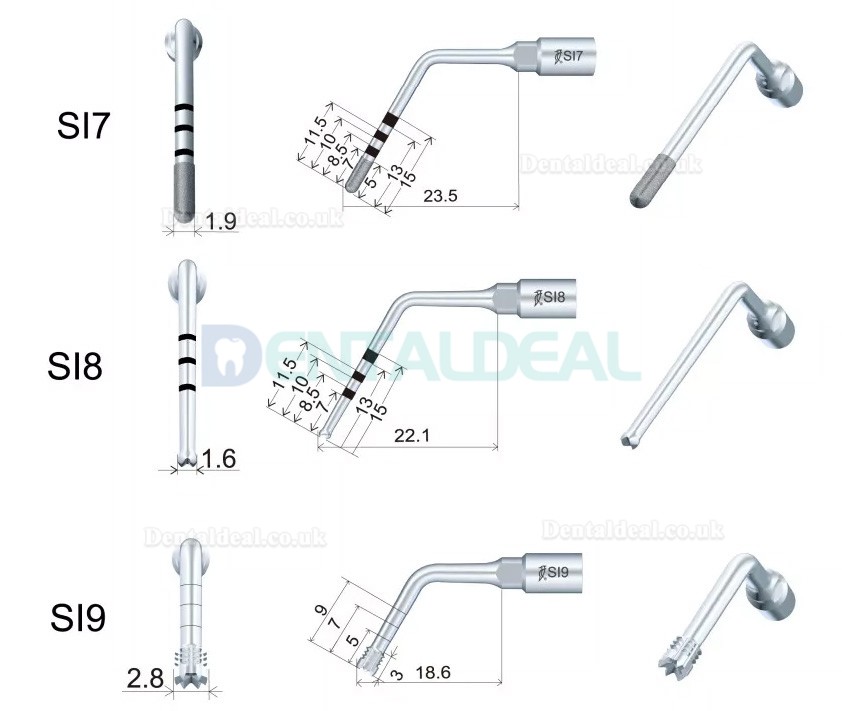 6Pcs/Set Woodpecker Implant Preparation Tips SL1 SI2 SI5 SI7 S18 S19